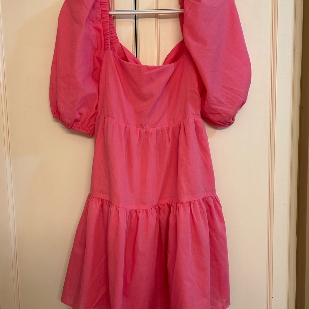 Pink Puff Sleeve Dress